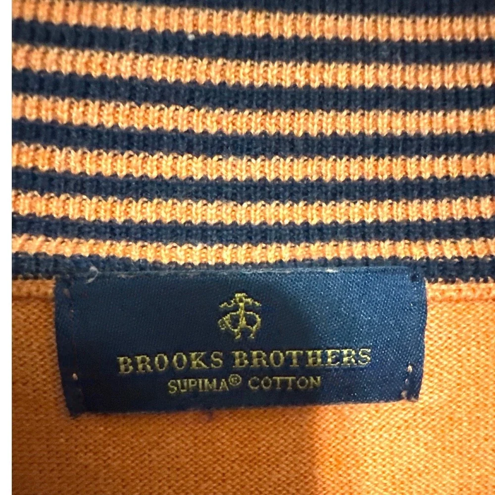 Brooks Brothers Mens XXL 2XL Orange‎ Supima Cotton Quarter Zip Pullover Sweater